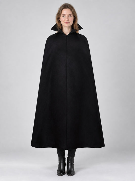 Black Carnival Cape with High Collar