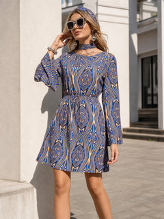 Women's Set: Geometric Print Dress and Hat
