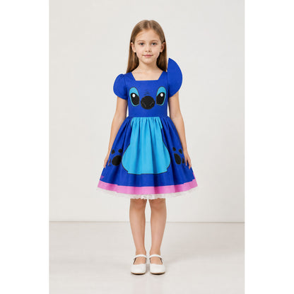 Blue Dress with Cartoon Character and Apron main product view