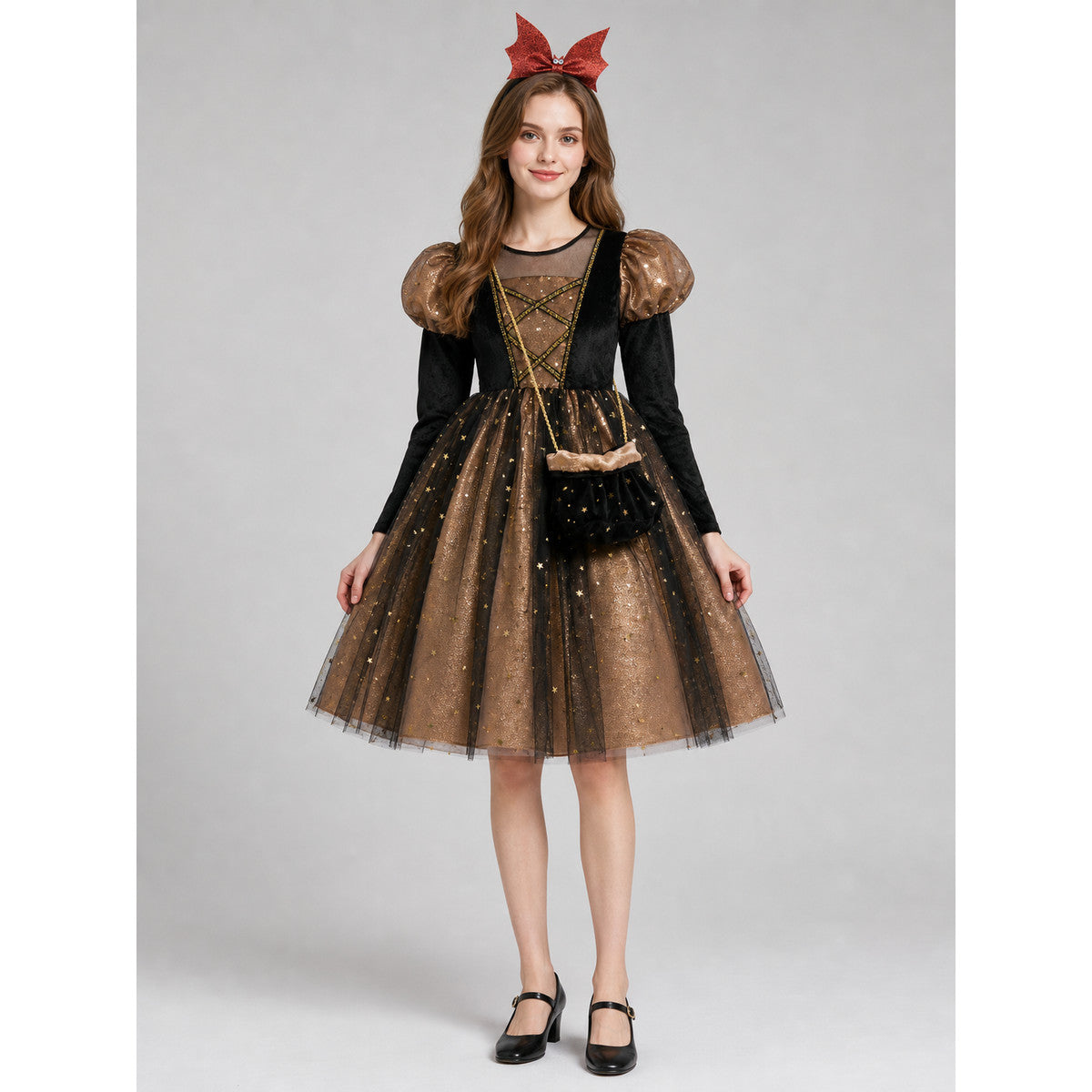 Girls' Halloween Pumpkin Costume Dress on-model view