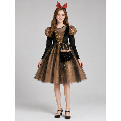 Girls' Halloween Pumpkin Costume Dress on-model view