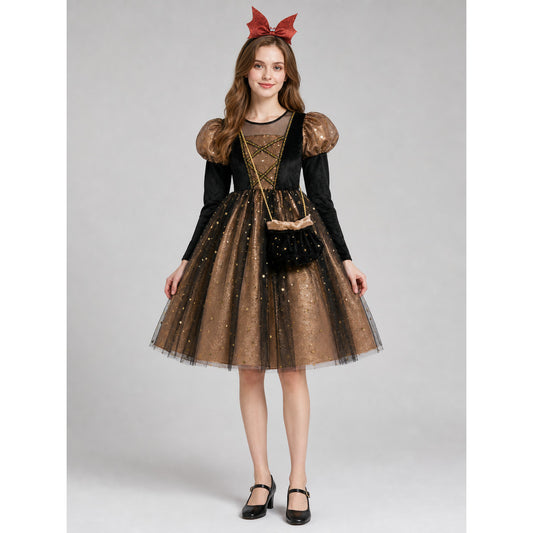 Girls' Halloween Pumpkin Costume Dress on-model view