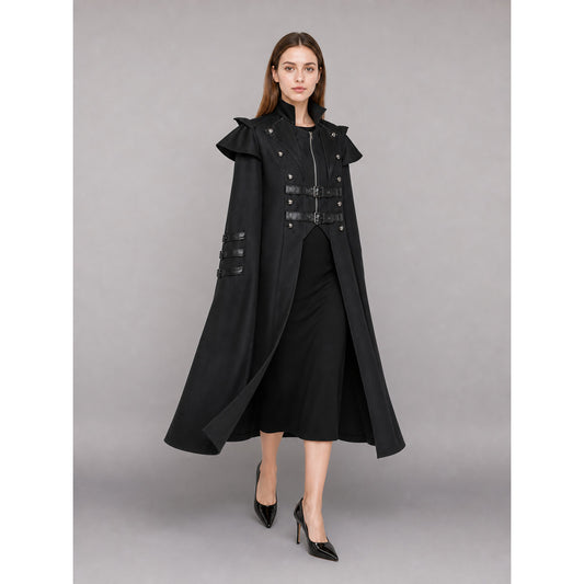 Black Gothic Costume Cloak with Straps