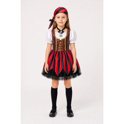 Children's Pirate Costume with Striped Dress and Corset main product view
