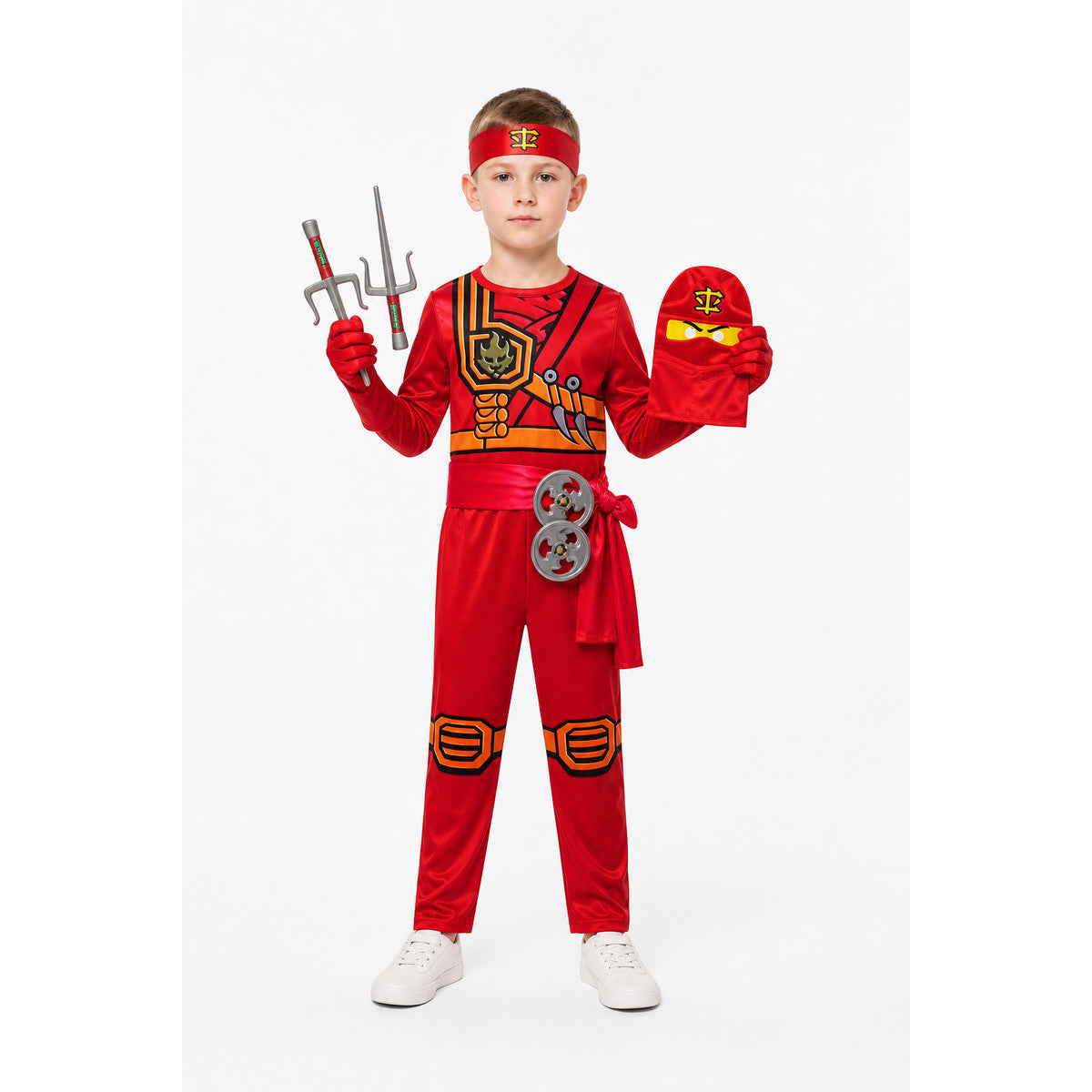 Red Ninja Jumpsuit with Mask and Gloves main product view