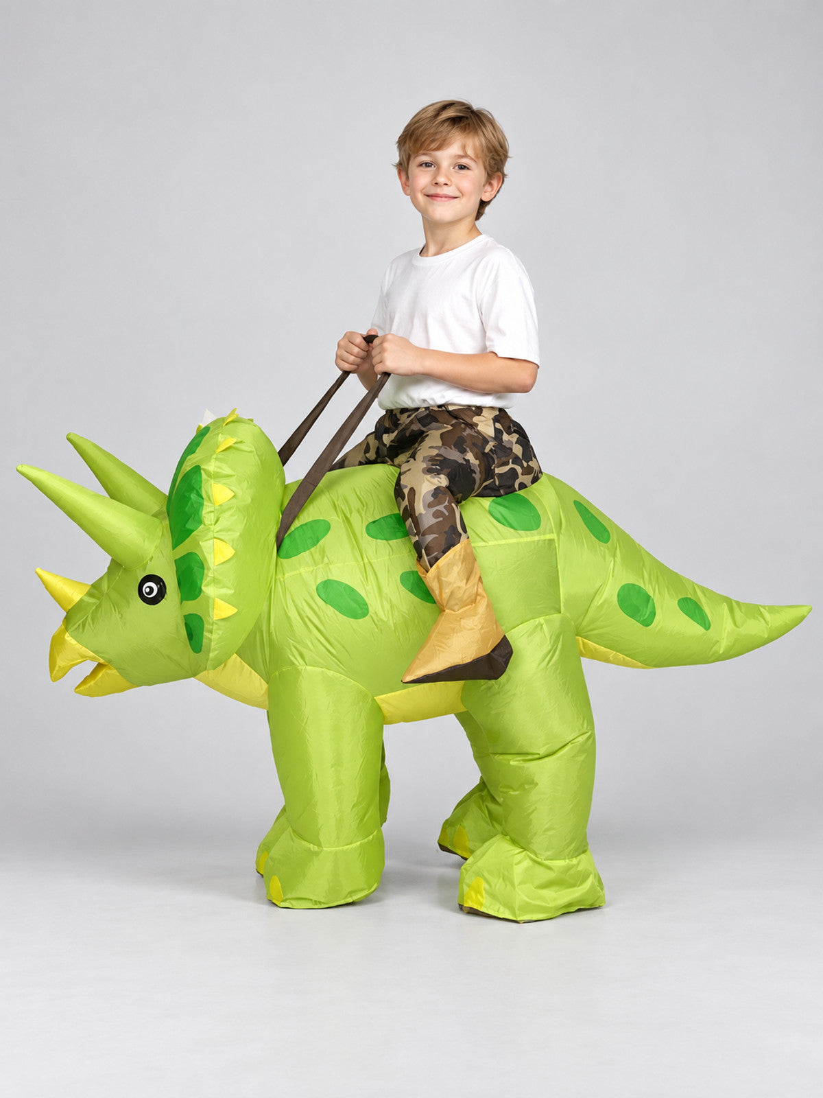 Inflatable Kids' Triceratops Dinosaur Costume, Green