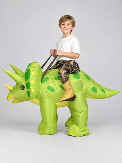 Inflatable Kids' Triceratops Dinosaur Costume, Green