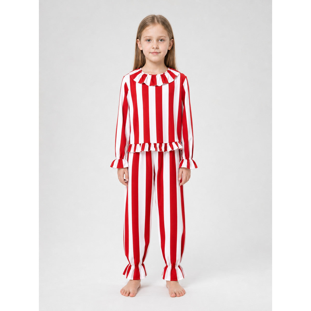 Red and White Clown Cosplay Costume, 2-Piece on-model view
