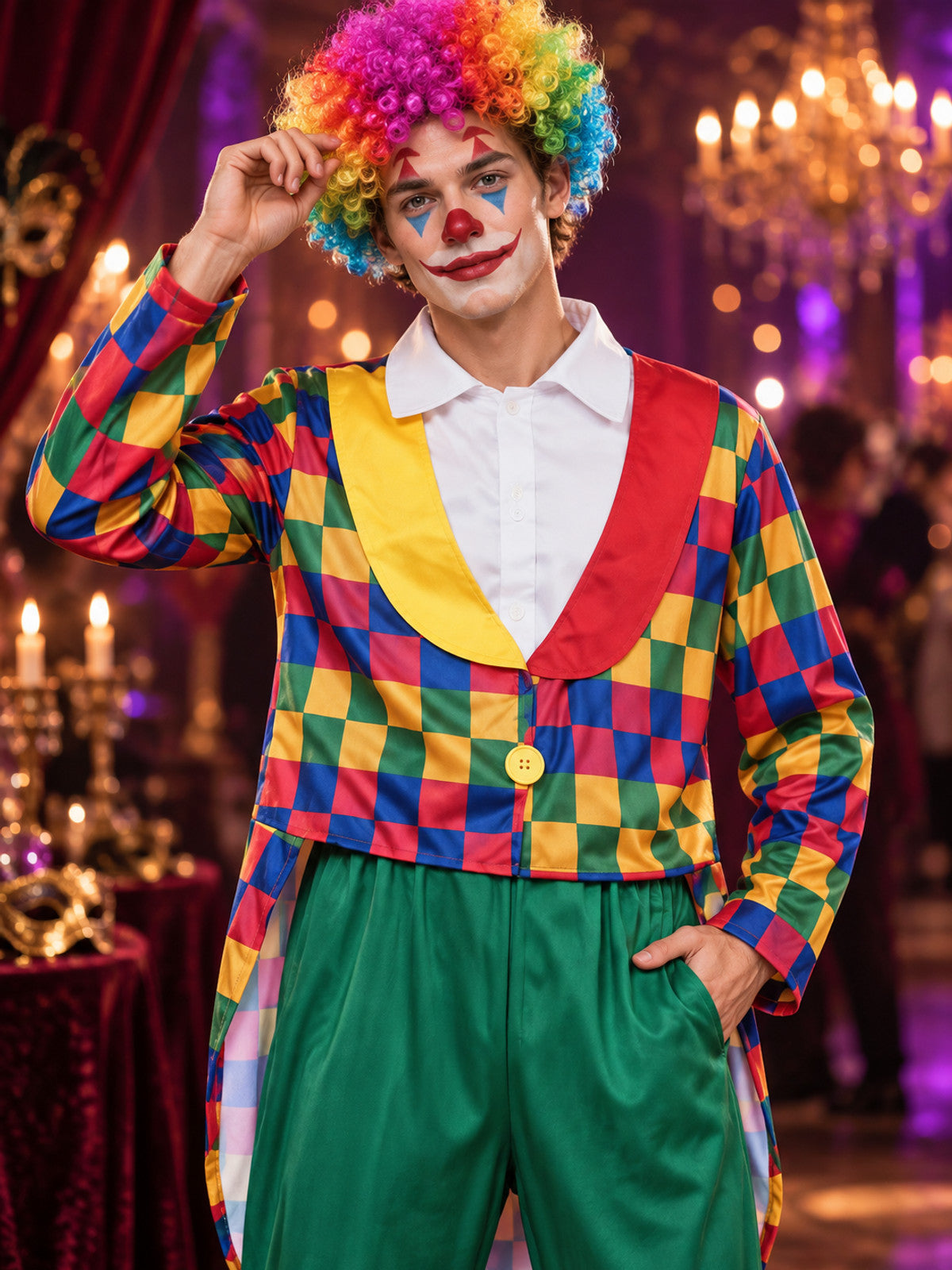 Adult Clown Costume, 3 Pieces