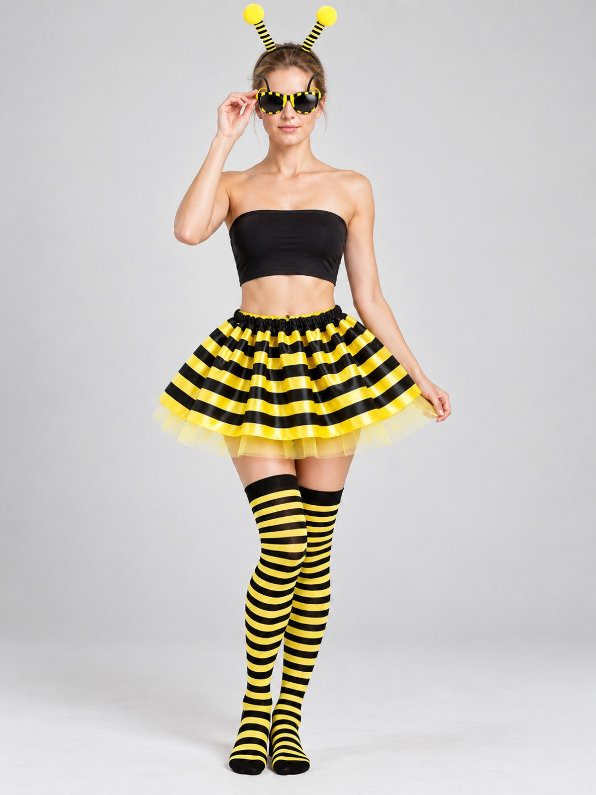 Bee Costume Accessory Set with Tutu Skirt on-model view