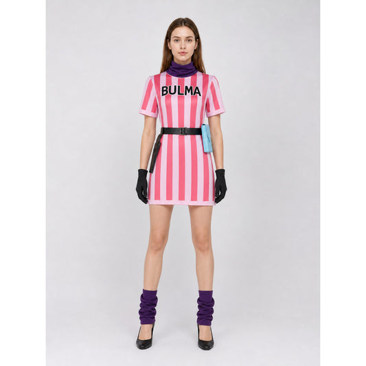 Dragon Ball Bulma Cosplay Dress with Accessories