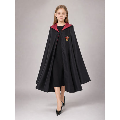 Black Hooded Carnival Cloak for Cosplay front view