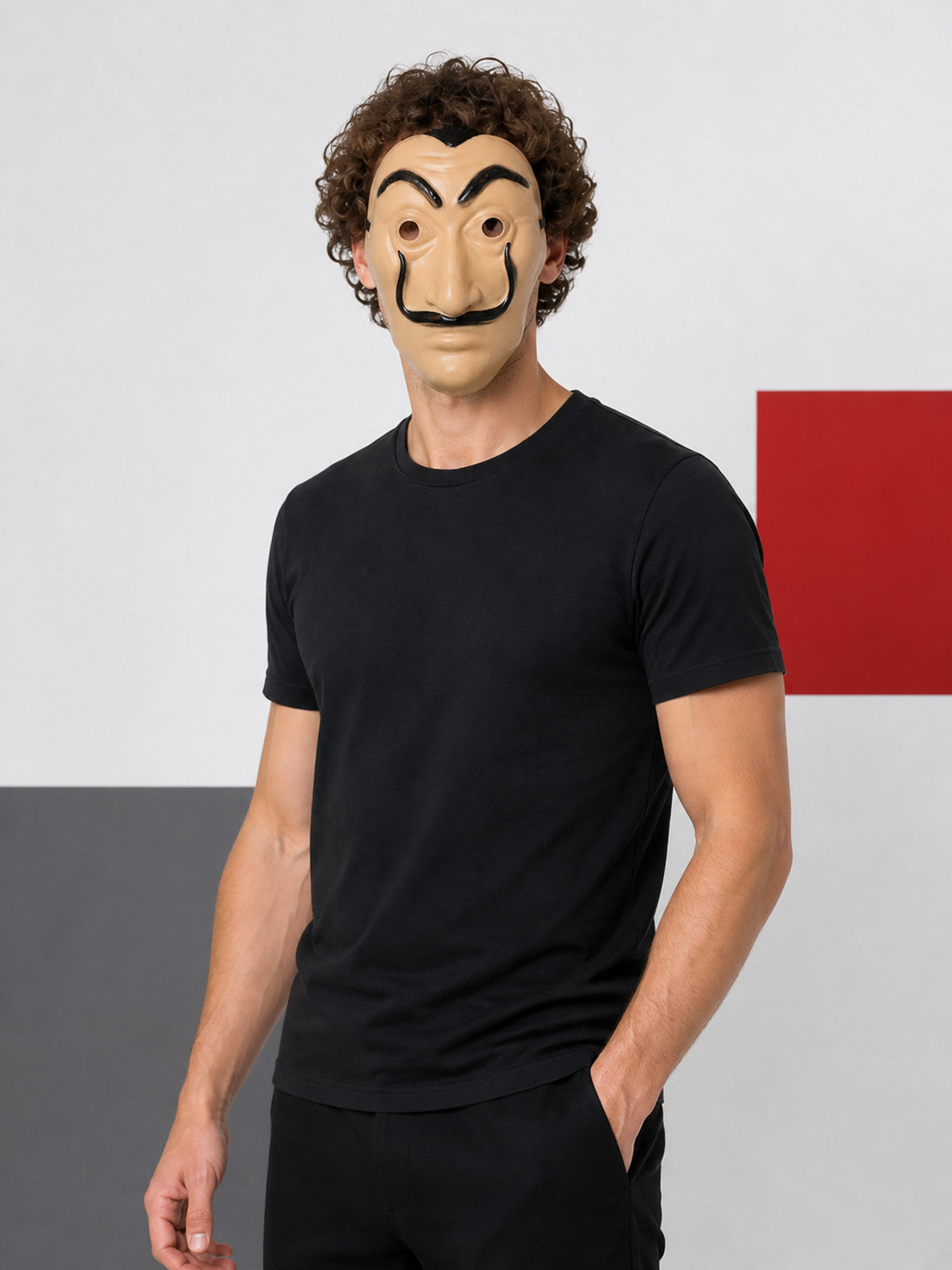 Carnival Mask with Black Mustache and Eyebrows