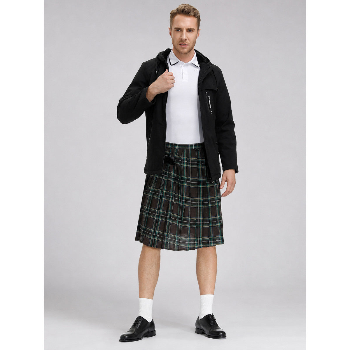 Pleated Scottish Plaid Skirt