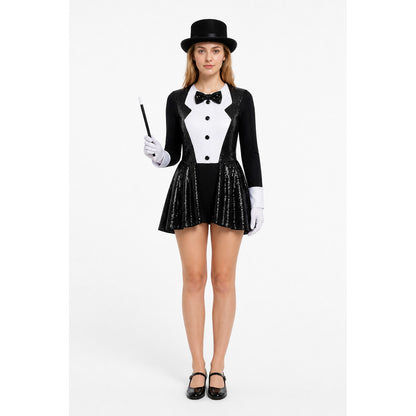 Black Wizard Costume with Sequins and Bow Tie main product view