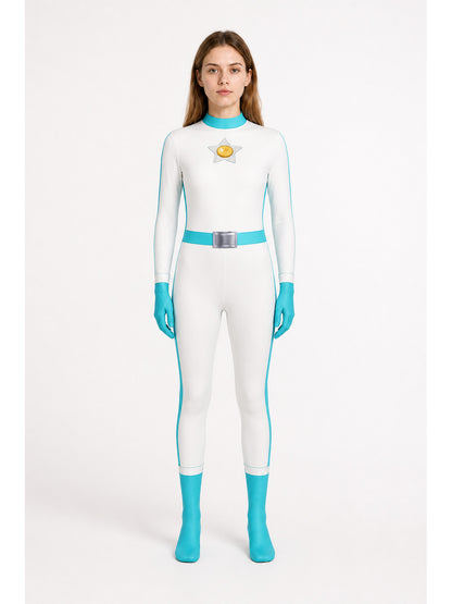 Princess Peach Cosplay Jumpsuit, White with Turquoise main product view
