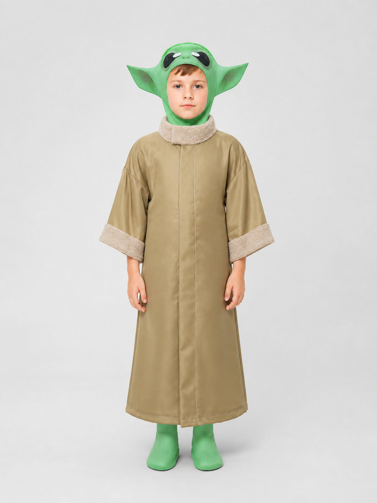 Baby Yoda Costume: Robe, Jumpsuit, and Headwear on-model view