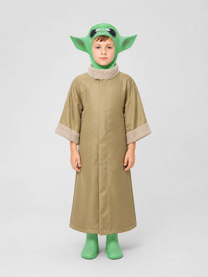 Baby Yoda Costume: Robe, Jumpsuit, and Headwear on-model view