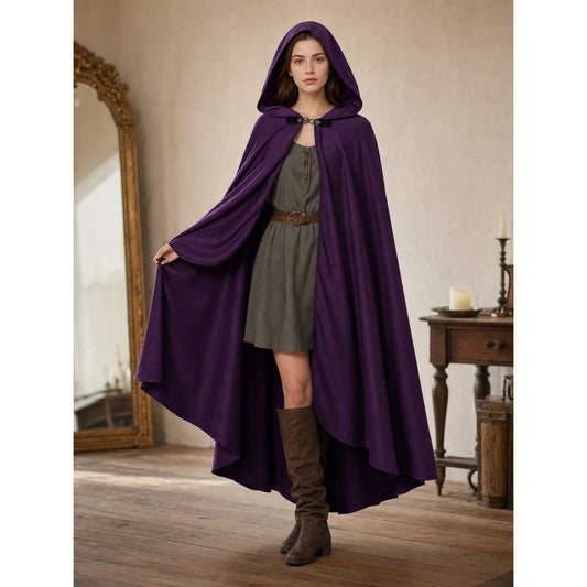 Purple Hooded Medieval Costume Cloak