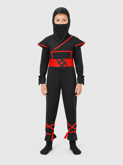 Naruto Ninja Cosplay Costume, Black and Red Jumpsuit on-model view