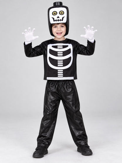 Kids' Skeleton Carnival Costume with Gloves
