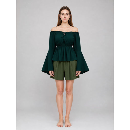 Off-the-Shoulder Blouse with Long Sleeves