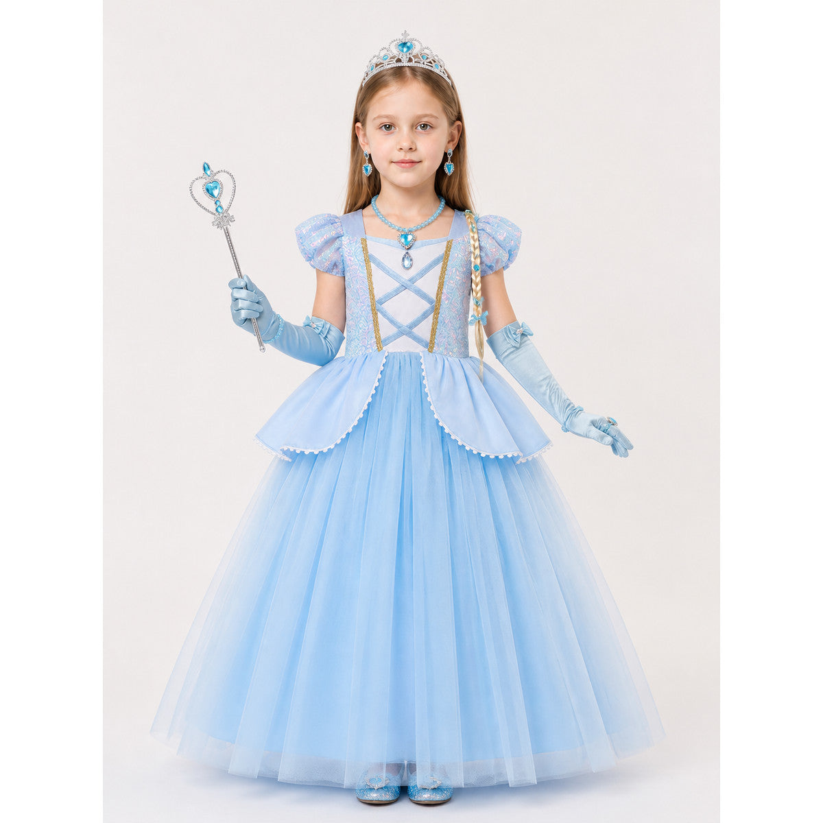 Children’s Halloween costume with a full skirt dress and crown main product view