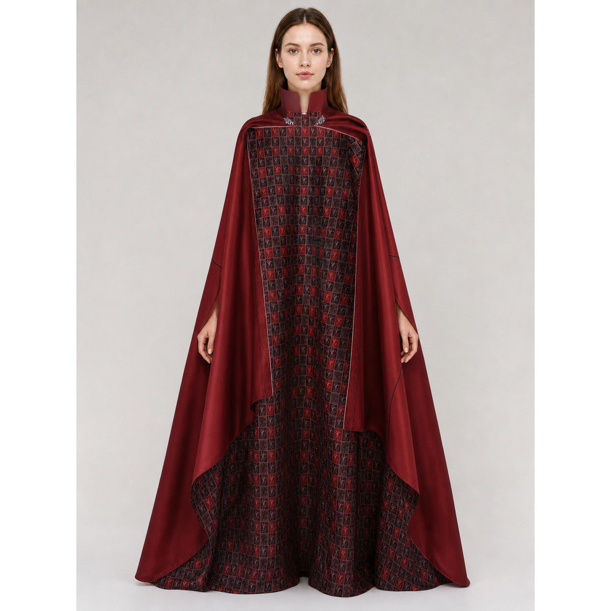 Red Cosplay Cloak with a High Collar