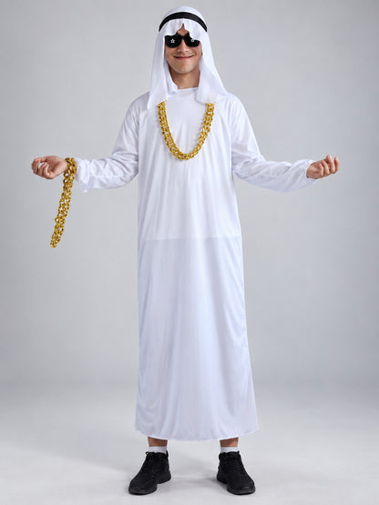 Carnival costume with a long head covering and chain