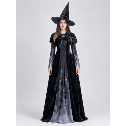 Halloween hooded skull print dress costume