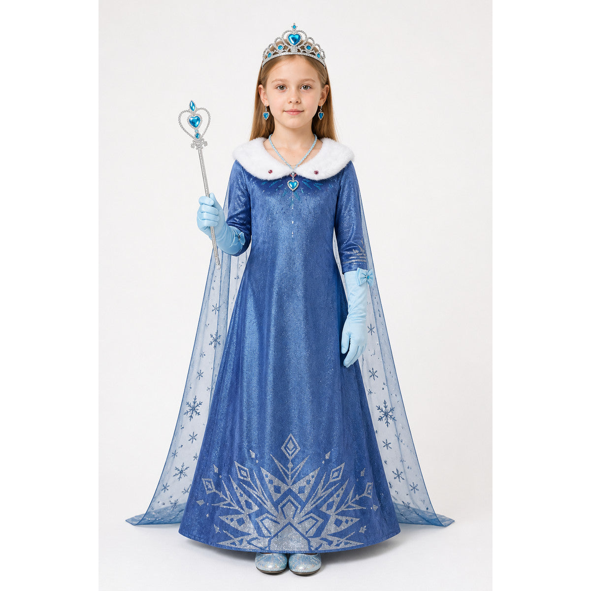 Snow Queen Costume with Sequins and Crown main product view