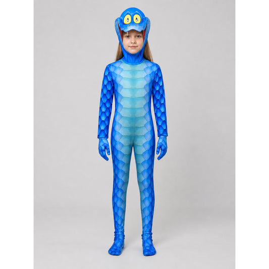 Snake Costume Jumpsuit with Hood and Gloves on-model view