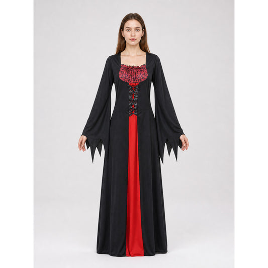Halloween Witch Costume with Long Dress and Hat