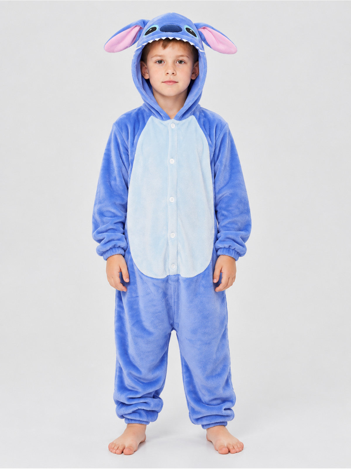 One-Piece Flannel Hooded Pajama Jumpsuit with Ears