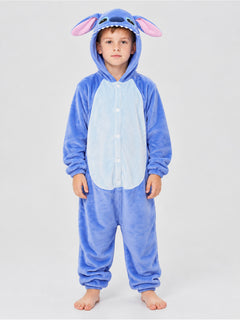 One-Piece Flannel Hooded Pajama Jumpsuit with Ears