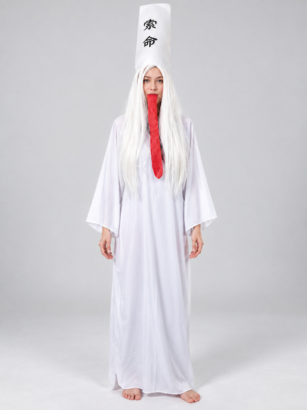 White Carnival Costume for a Ghost Character on-model view
