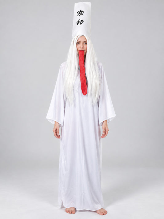 White Carnival Costume for a Ghost Character on-model view