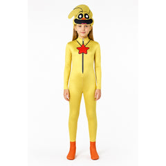Yellow Jumpsuit with Hooded Face, Star, and Paws