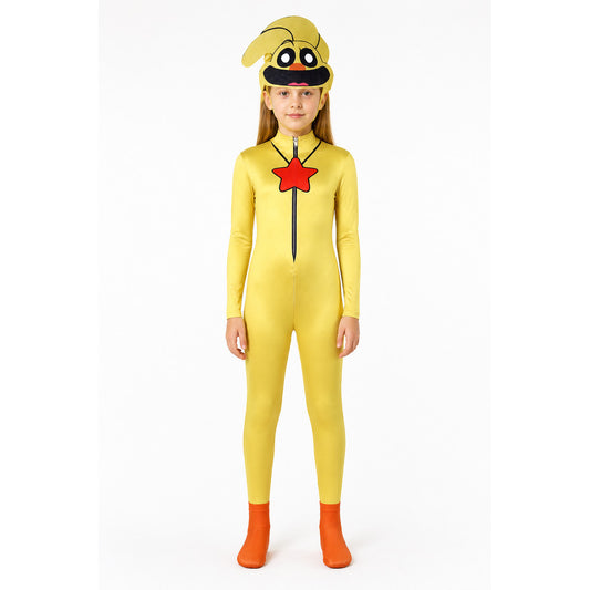 Yellow Jumpsuit with Hooded Face, Star, and Paws main product view