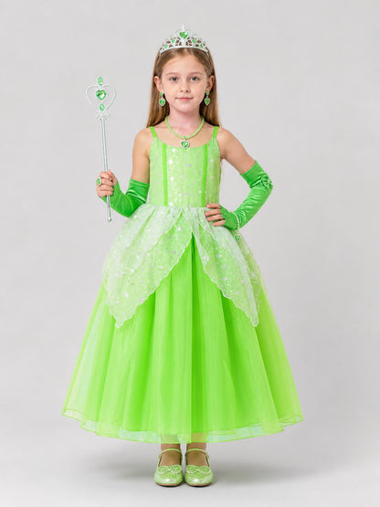 Princess Costume Set: Green Dress and Accessories on-model view