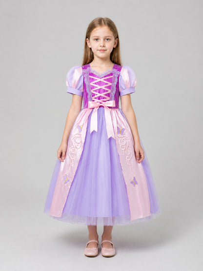 Purple Princess Costume Dress with Full Skirt for Cosplay on-model view