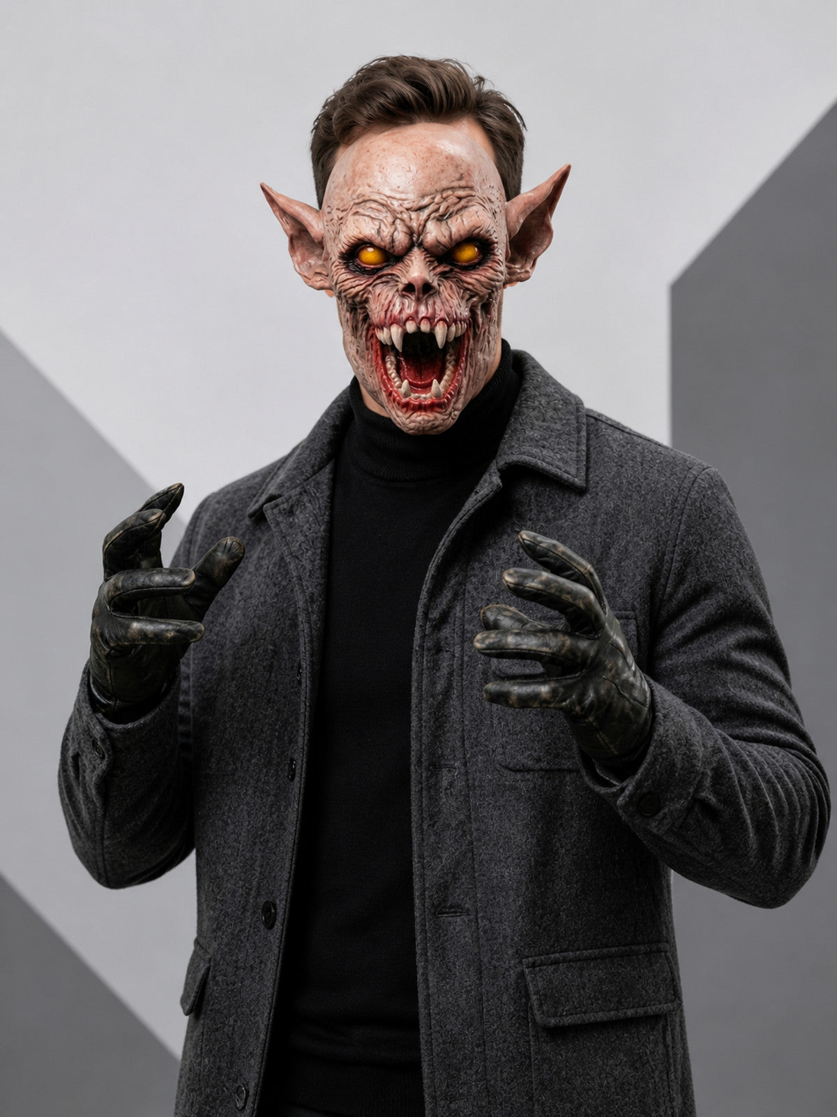 Halloween Monster Mask with Open Mouth and Fangs