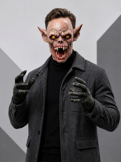 Halloween Monster Mask with Open Mouth and Fangs