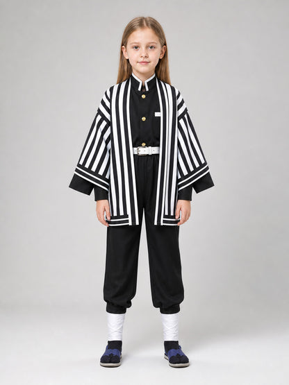 Anime-Style Cosplay Costume, Black and White Set on-model view