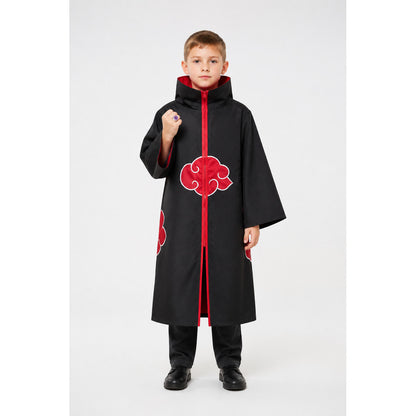Children’s Naruto Akatsuki Costume, Cloak with Red Clouds main product view