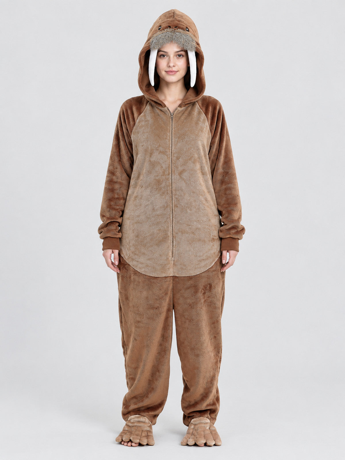 Hooded Walrus Face Pajama Jumpsuit