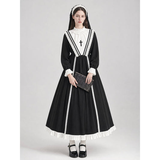 Nun Costume with Veil and Dress on-model view