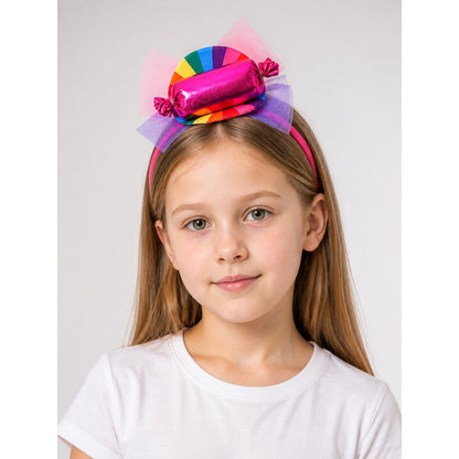 Rainbow Carnival Headband with Candy Decorations and Bow main product view