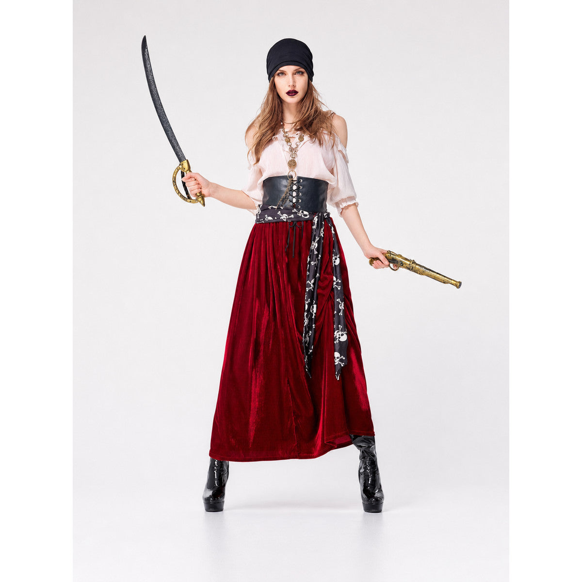 Pirate Halloween Costume with Accessories on-model view