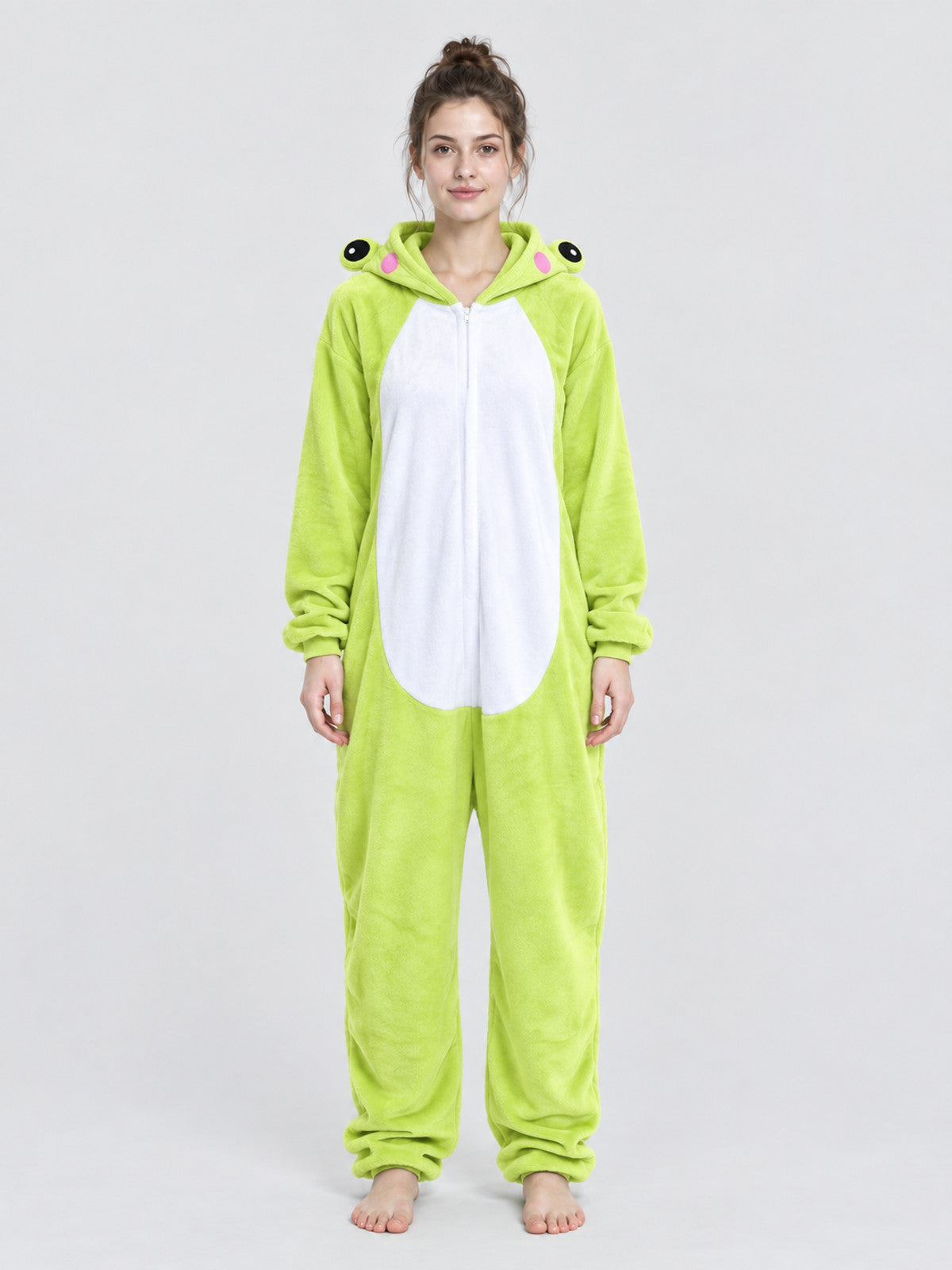 Hooded One-Piece Pajama with Cartoon Design
